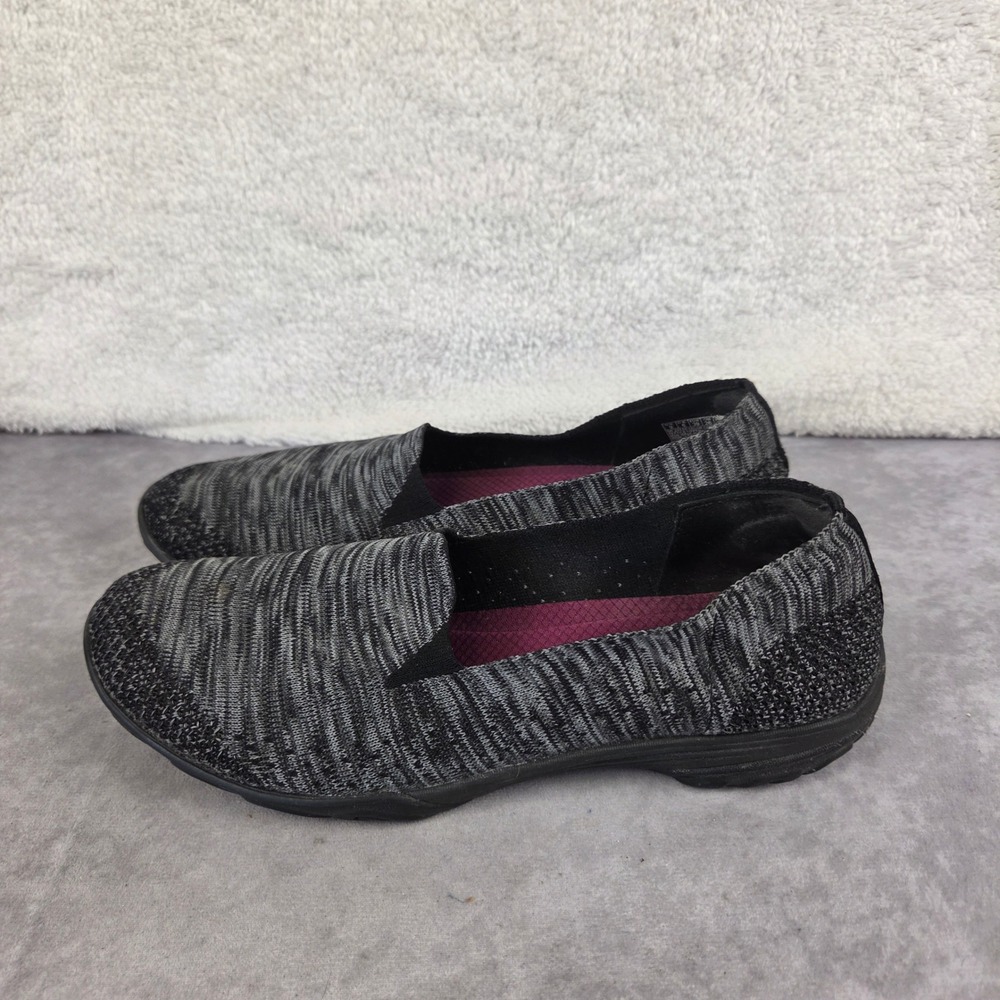 Skechers Relaxed Fit Memory Foam Black Grey Space Dye Knit Slip On Shoes 23110